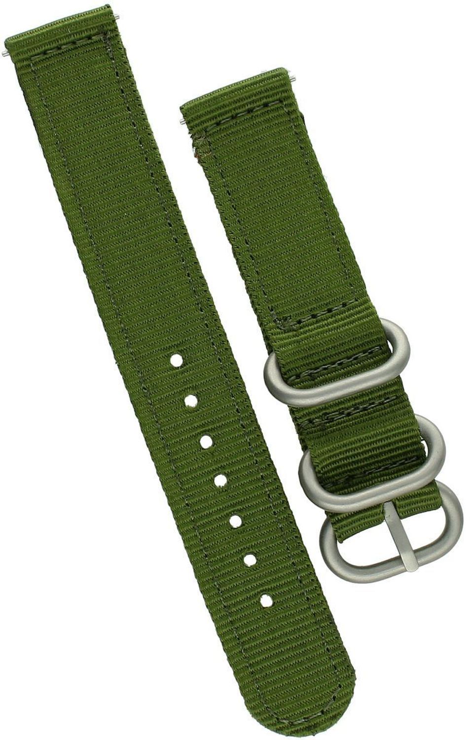 Wytrzymały pasek do zegarka NATO 029, parciany w zielonym kolorze, szerokość mocowania 18 mm, długość 84123 mm, stalowa sprzączka w srebrnym kolorze.1.jpg